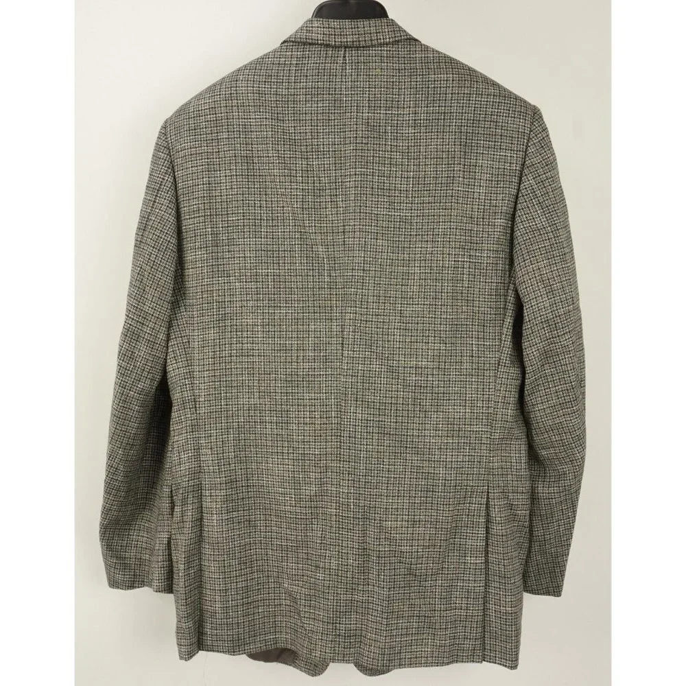 Corneliani Leader Men's 44R Gray Black‎ Tan Check Knit Wool 3 Button Sport Coat